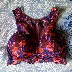 PINK: dark tropical lace bralette